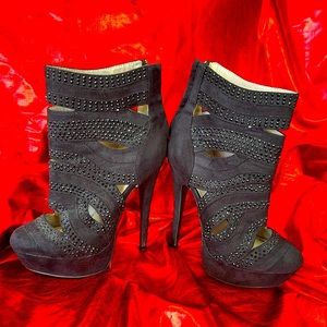 Bebe Sky-High Black Booties Size 6